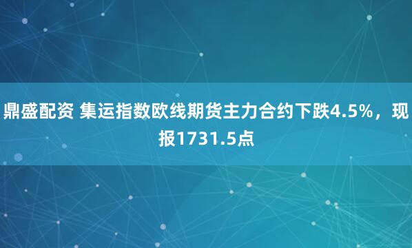 鼎盛配资 集运指数欧线期货主力合约下跌4.5%，现报1731.5点